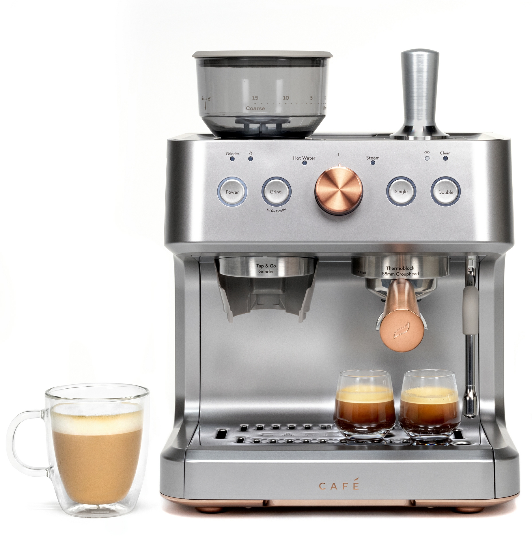 CAFE BELLISSIMO ESPRESSO MAKER IN STEEL SILVER