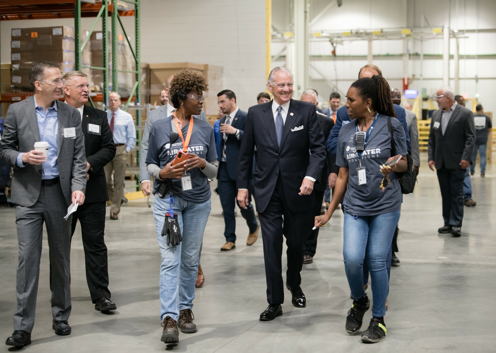 Gov. Henry McMaster meets employees at GE Appliances water heating plant in Camden, SC