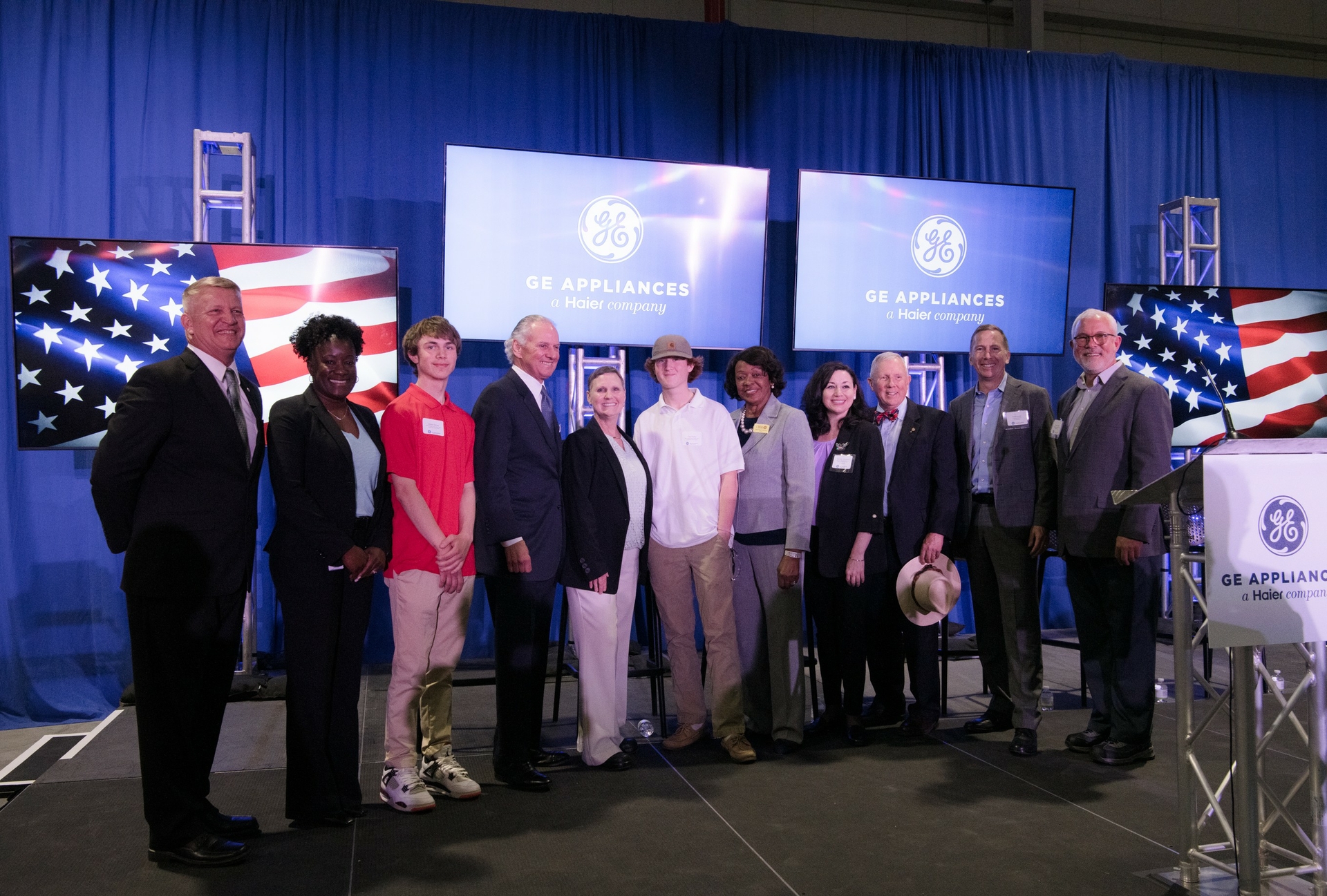 Gov. Henry McMaster and GE Appliances Kevin Nolan celebrate the opening of the Camden water heating plant
