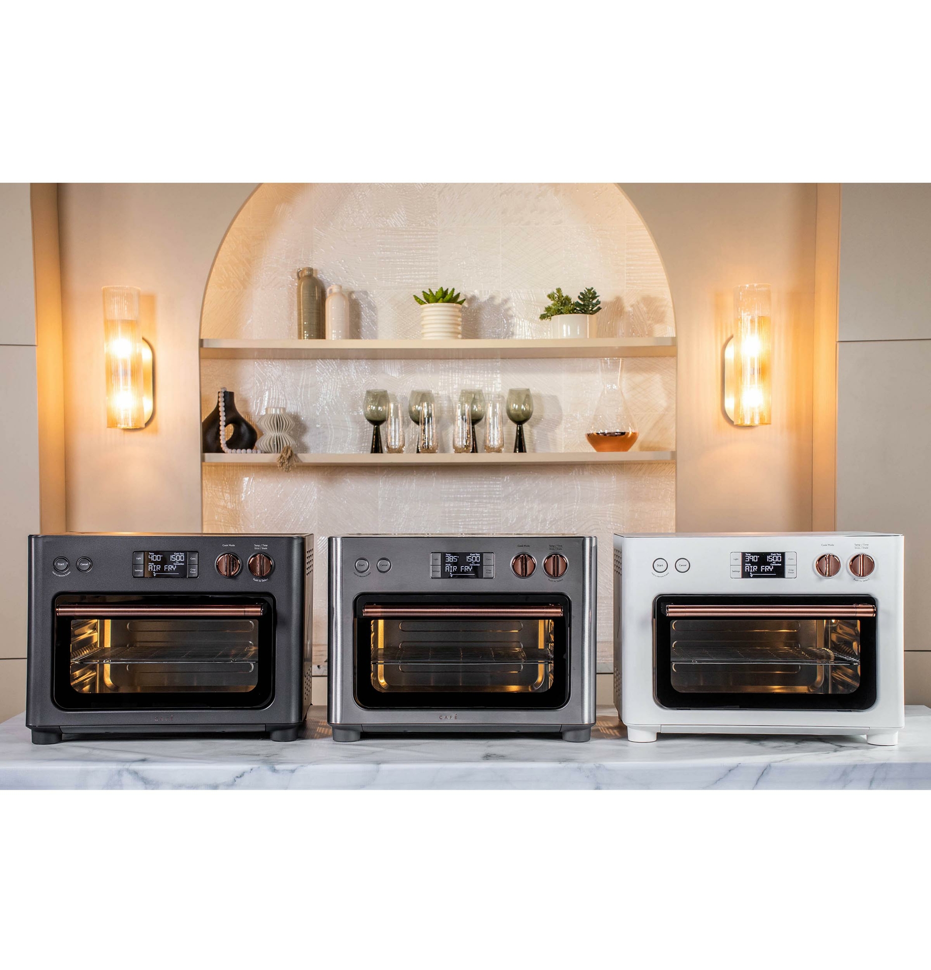 CAFÉ™ Couture™ Oven Line-Up in Curated Finishes with Signature Copper Accents