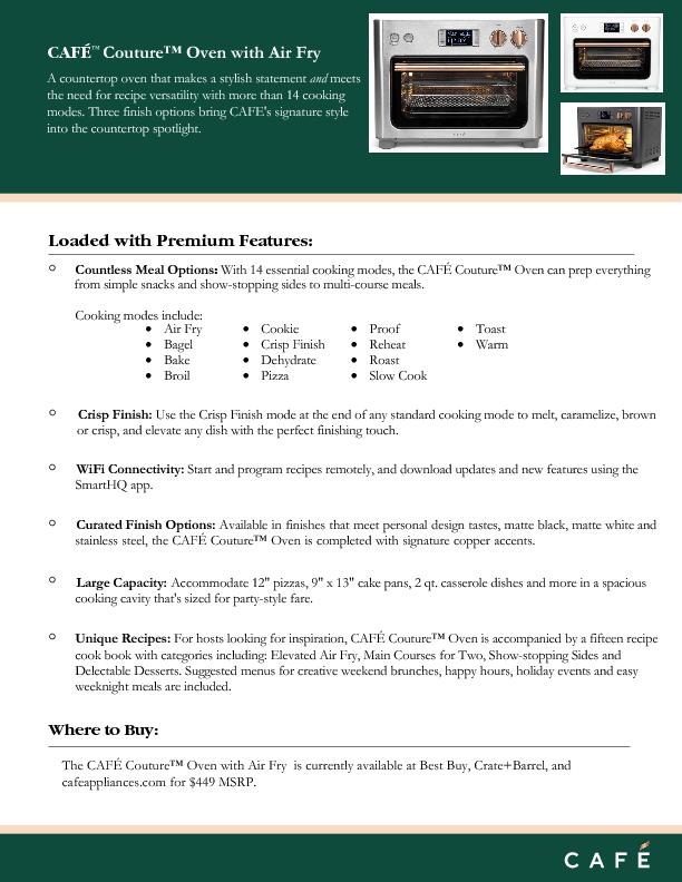 The CAFÉ™ Couture™ Oven Fact Sheet