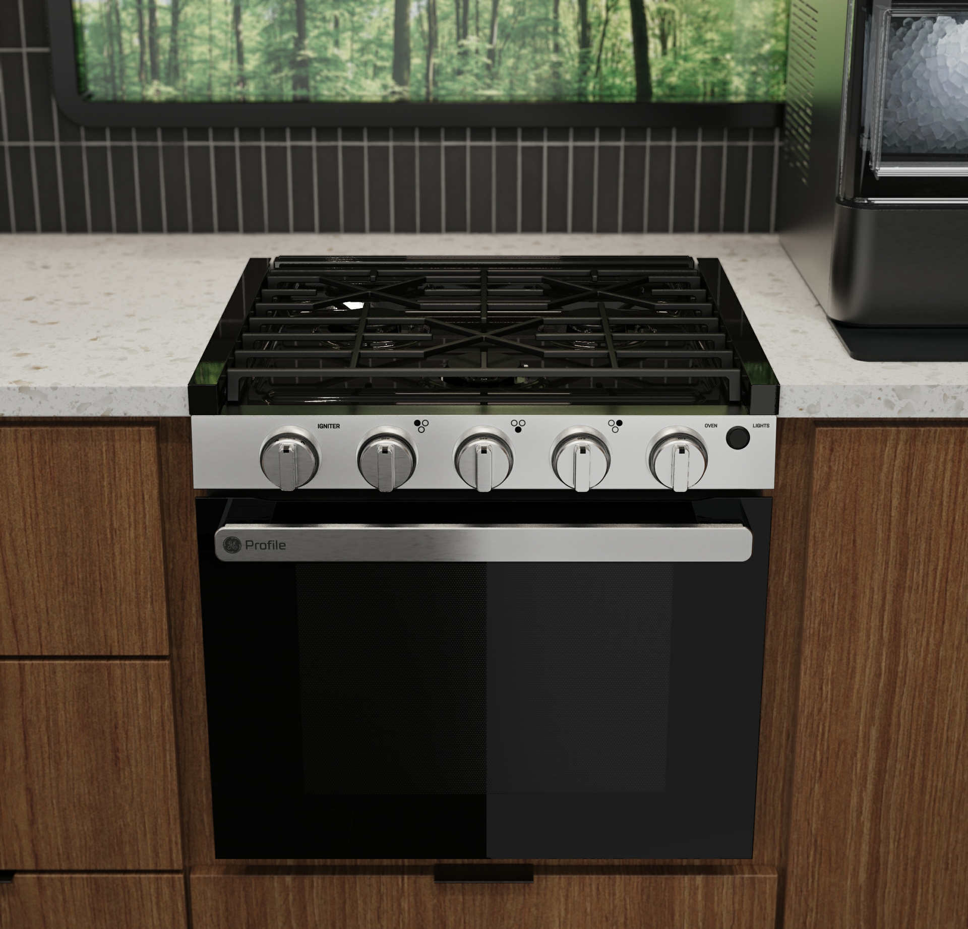 GE Profile’s RV Ready range lineup offers 17” and 21” drop-in configurations as well as the 12-Volt 24” free standing unit. 