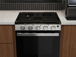 GE Profile’s RV Ready range lineup offers 17” and 21” drop-in configurations as well as the 12-Volt 24” free standing unit. 