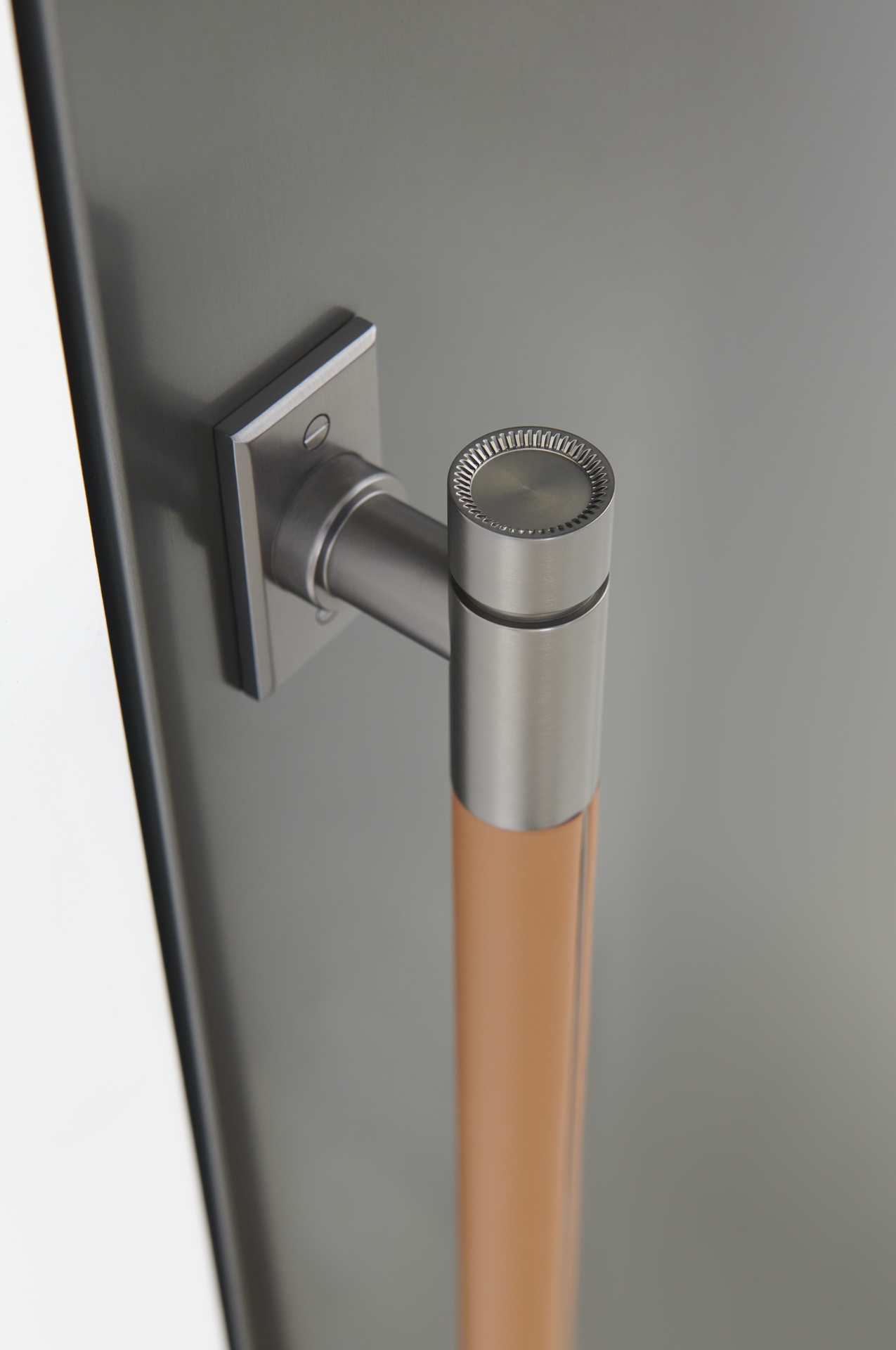Monogram Designer Collection x Richard Anuszkiewicz Titanium Refrigeration Handle Detail.