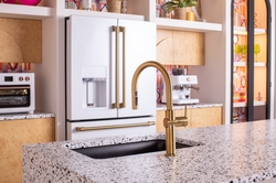 CAFÉ Brushed Brass seamlessly coordinates with Kohler’s Vibrant Brushed Moderne Brass finish