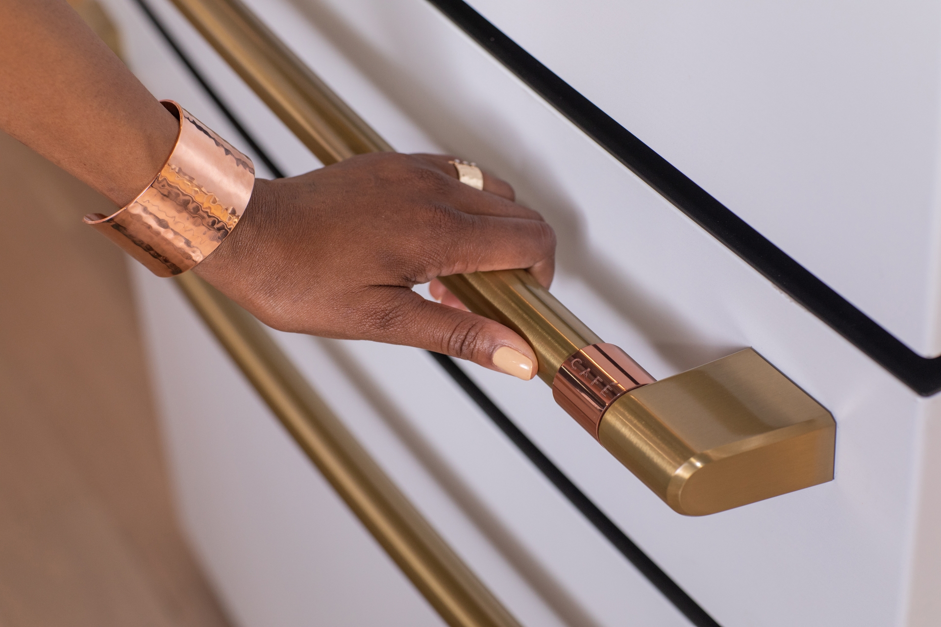 New CAFÉ Brushed Brass Hardware 