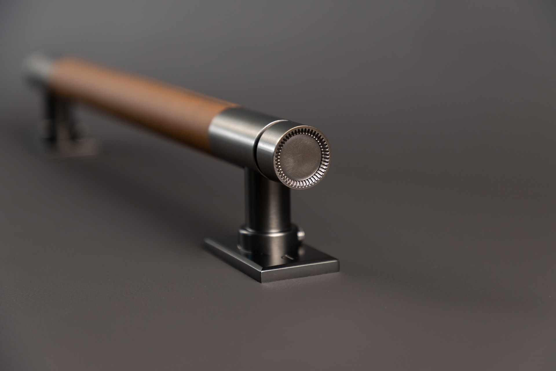 Monogram Designer Collection x Richard Anuszkiewicz Titanium  Handle Detail, Made in America by the Keeler Brass Company.