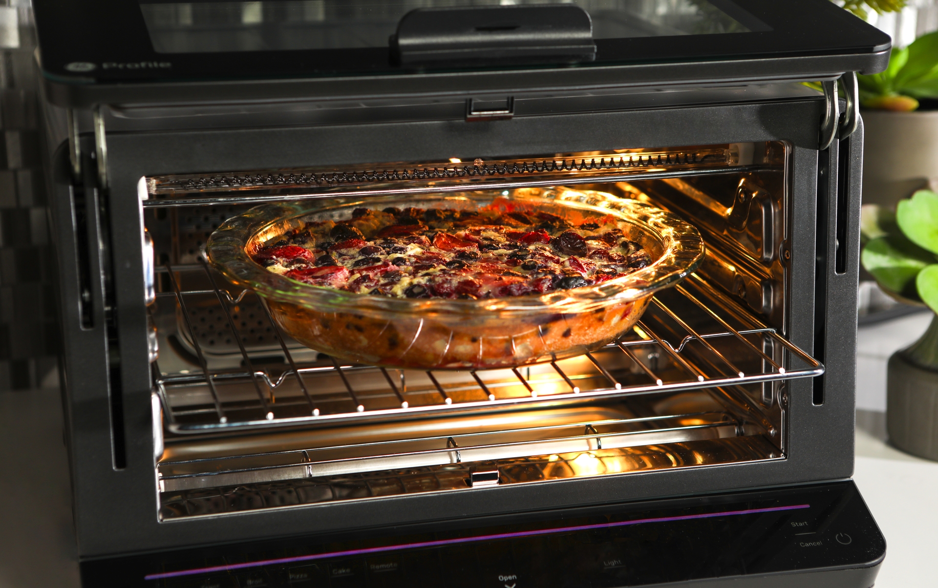 GE Profile Smart Oven bakes the perfect Cherry Berry Clafouti.
