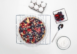 Cherry Berry Clafouti baked to perfection using the GE Profile Smart Oven.