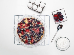 Cherry Berry Clafouti baked to perfection using the GE Profile Smart Oven.