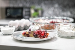 Cherry Berry Clafouti baked to perfection using the GE Profile Smart Oven.