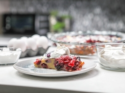 Cherry Berry Clafouti baked to perfection using the GE Profile Smart Oven.