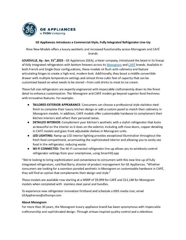 GE Appliances Introduces a Commercial-Style Fully Integrated Refrigerator Line-Up.docx