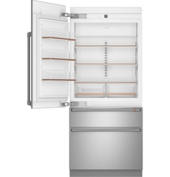 CAFÉ Integrated Bottom Freezer with interior copper detailing