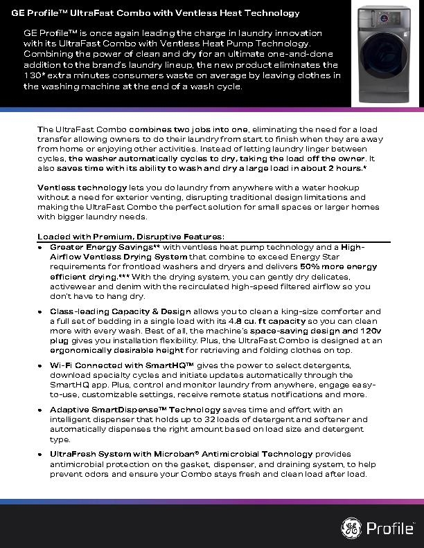 GE Profile UltraFast Combo Fact Sheet 