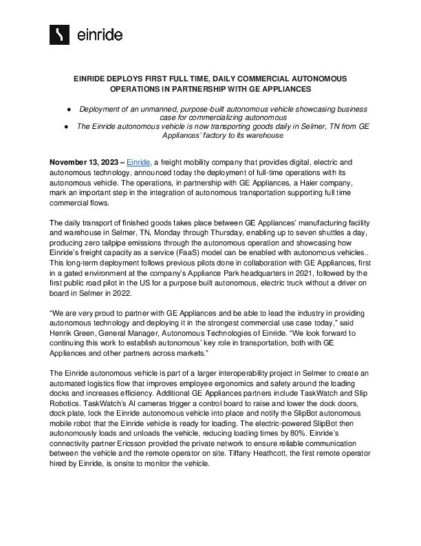 Press Release_SelmerFulltimeOps FINAL