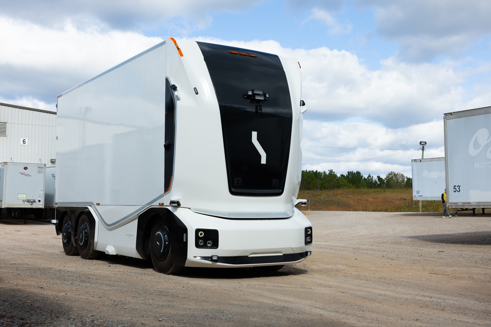 The Einride autonomous electric truck will transport finished goods between our factory and warehouse.