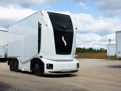 The Einride autonomous electric truck will transport finished goods between our factory and warehouse.