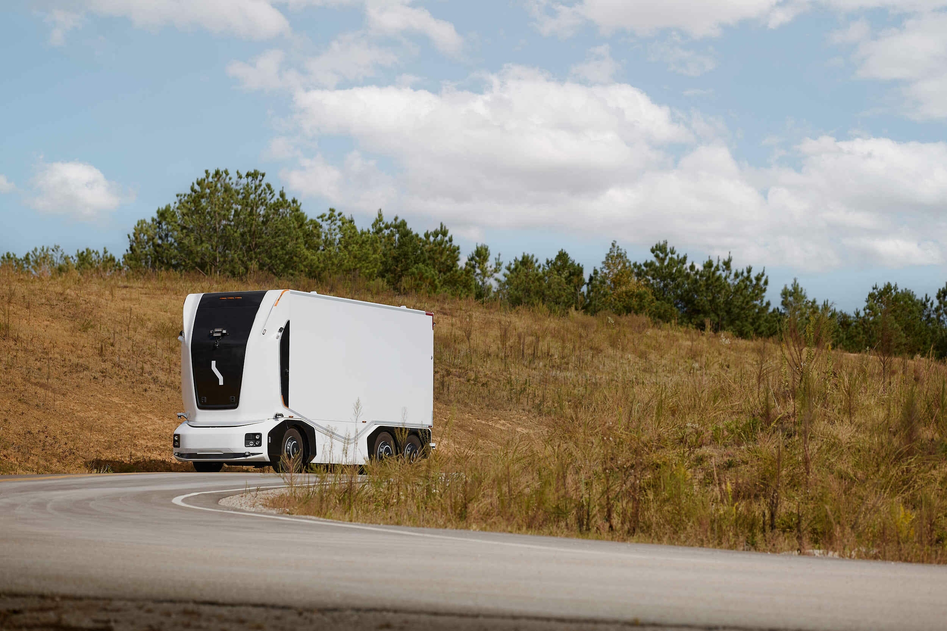 The Einride autonomous electric truck transports finished goods between our factory and warehouse monitored by Tiffany Heathcott the first remote operator hired by Einride.