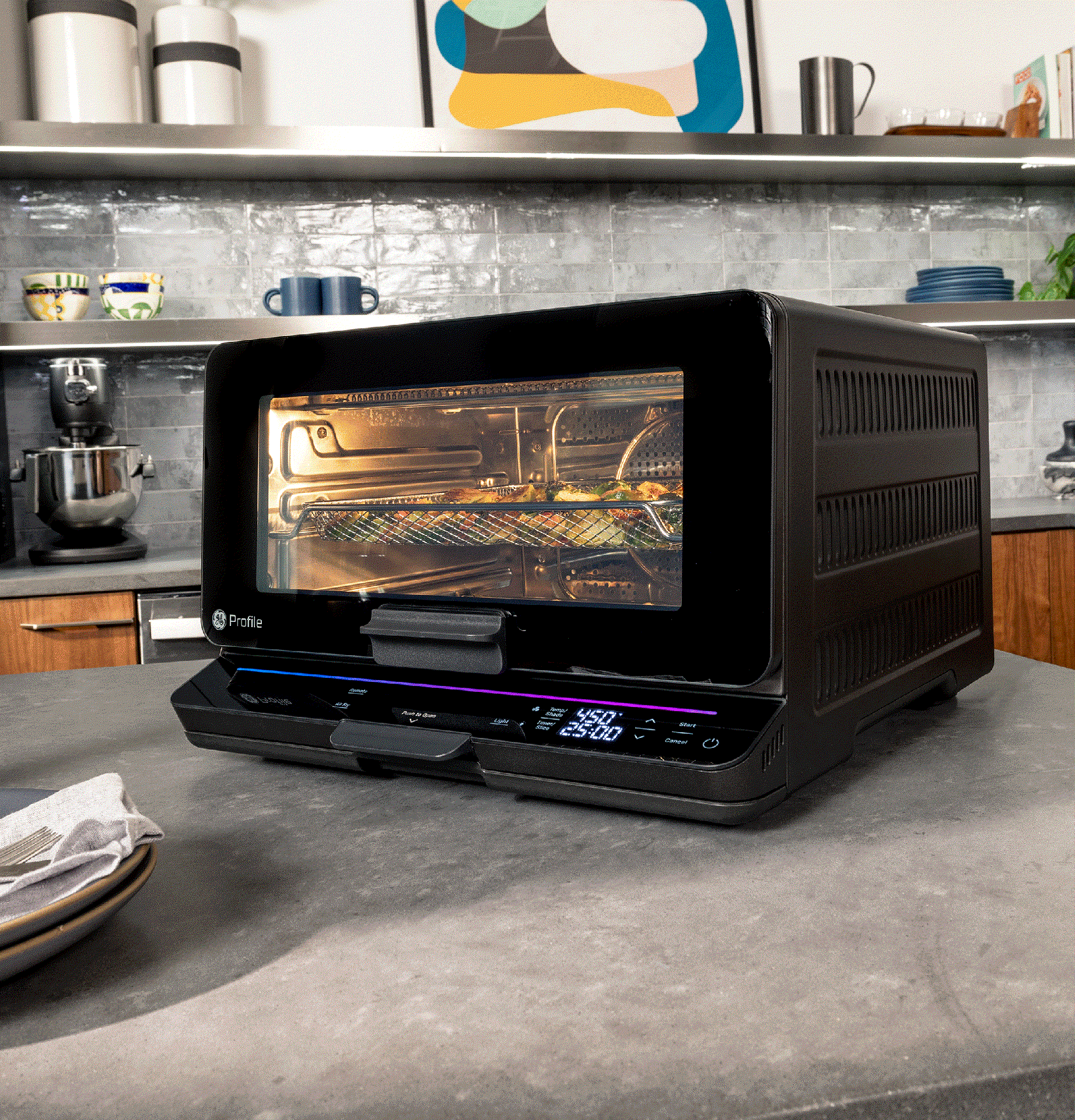 GE Profile Smart Oven One Touch Door GIF