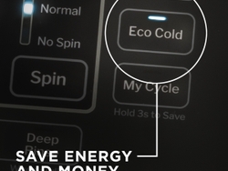 The Eco Cold laundry setting allows consumers to turn every cycle (except sanitize) into a cold-water wash with the single touch of a button.