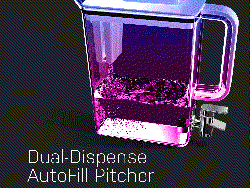 This innovative new pitcher automatically refills itself when placed on its dock inside the refrigerator.