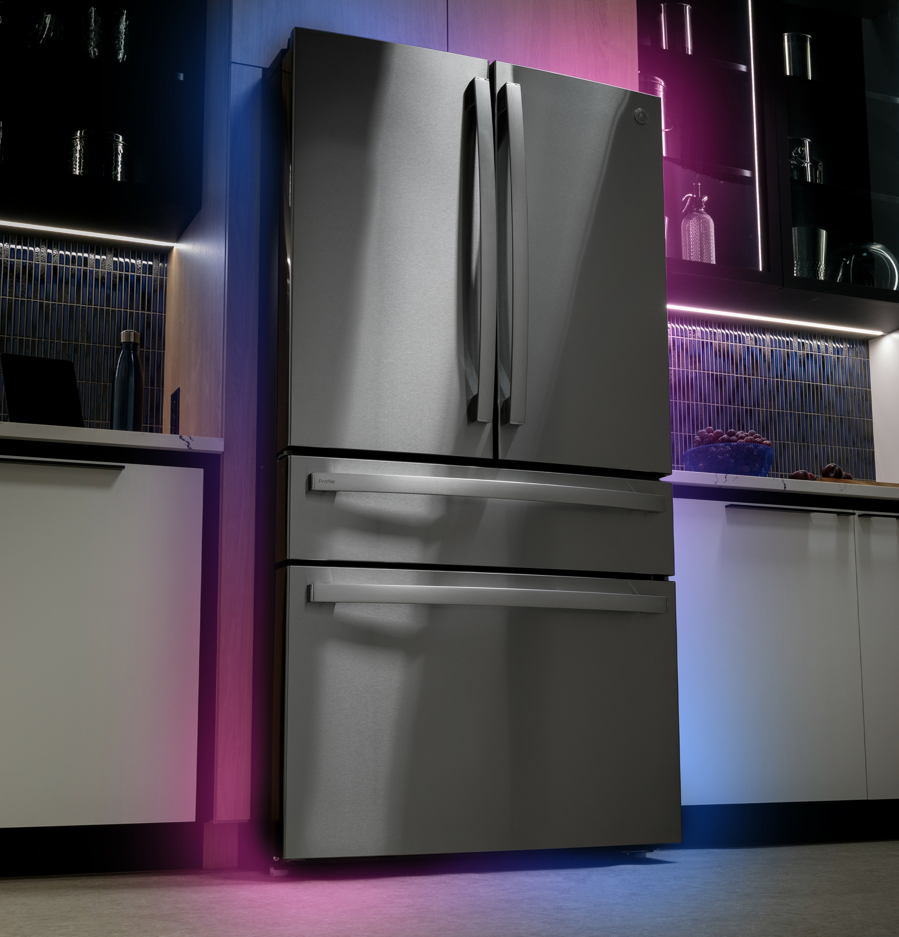 GE Profile 4-Door French Door Refrigerator with Dual-Dispense AutoFill Pitcher.