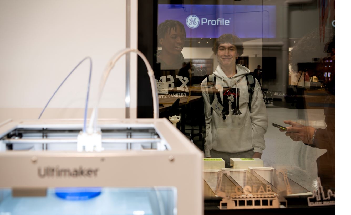 Westhill High School Students Admire the Lasers in CoCREATE's FirstBuild makerspace