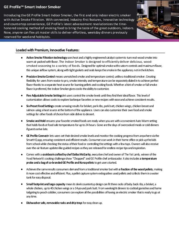Smart Indoor Smoker Fact Sheet
