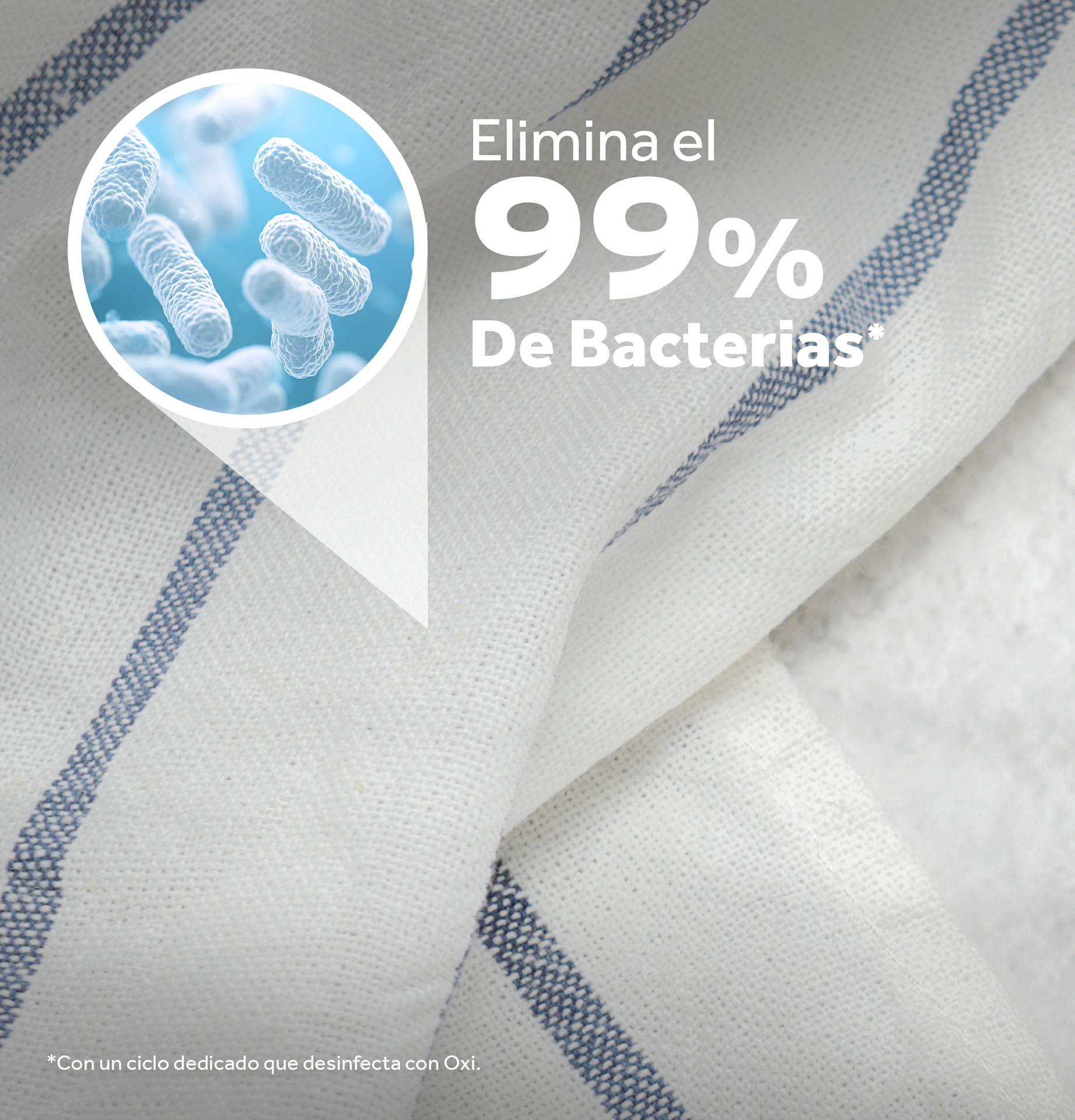 The GE® 4.5 cu. ft. Capacity Washer with Spanish-Language Panel helps eliminate 99% of bacteria