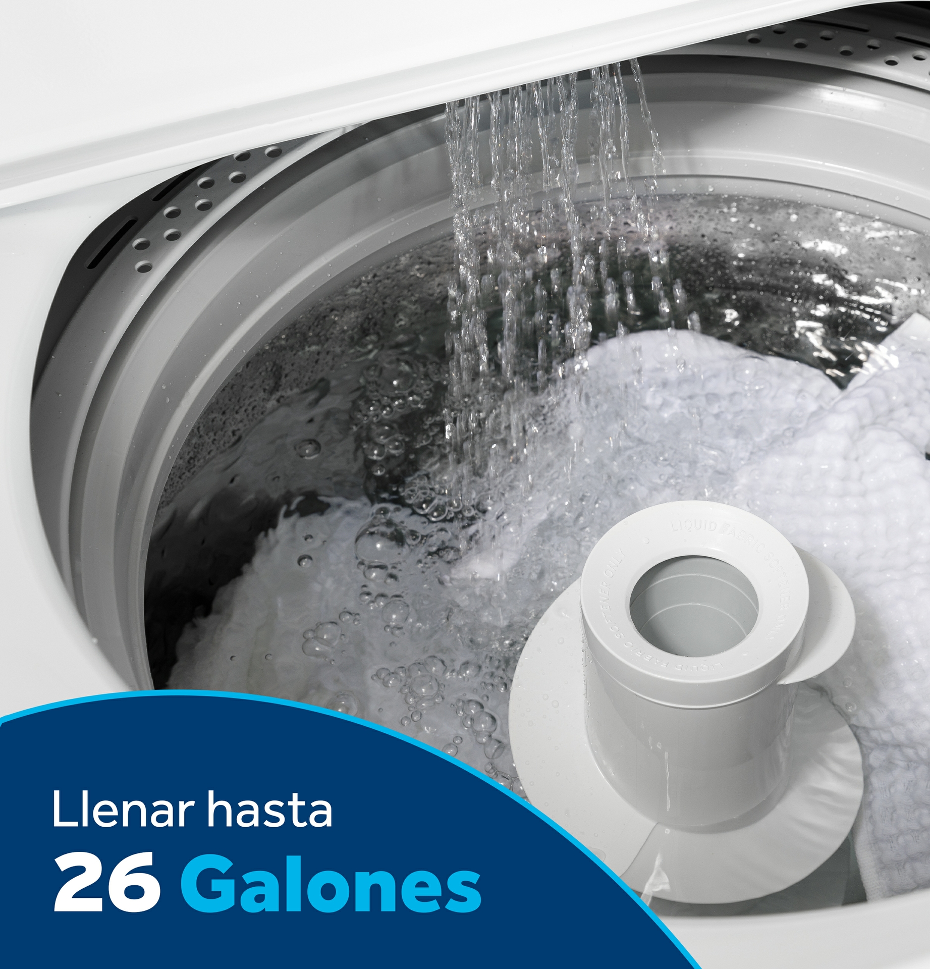 The “Nivel de Agua” (“Water Level”) control allows users to manually add up to 26 gallons of water for maximum flexibility