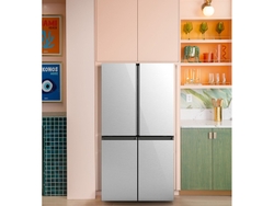 CAFÉ ENERGY STAR 28.3 Cu. Ft. Smart Quad-Door Refrigerator in Platinum Glass with Dual-Dispense AutoFill Pitcher