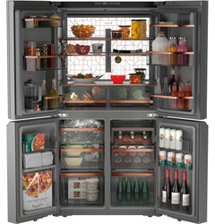 CAFÉ ENERGY STAR 28.3 Cu. Ft. Smart Quad-Door Refrigerator in Platinum Glass with Dual-Dispense AutoFill Pitcher Inside