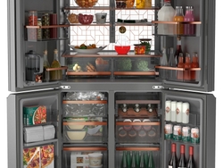 CAFÉ ENERGY STAR 28.3 Cu. Ft. Smart Quad-Door Refrigerator in Platinum Glass with Dual-Dispense AutoFill Pitcher Inside
