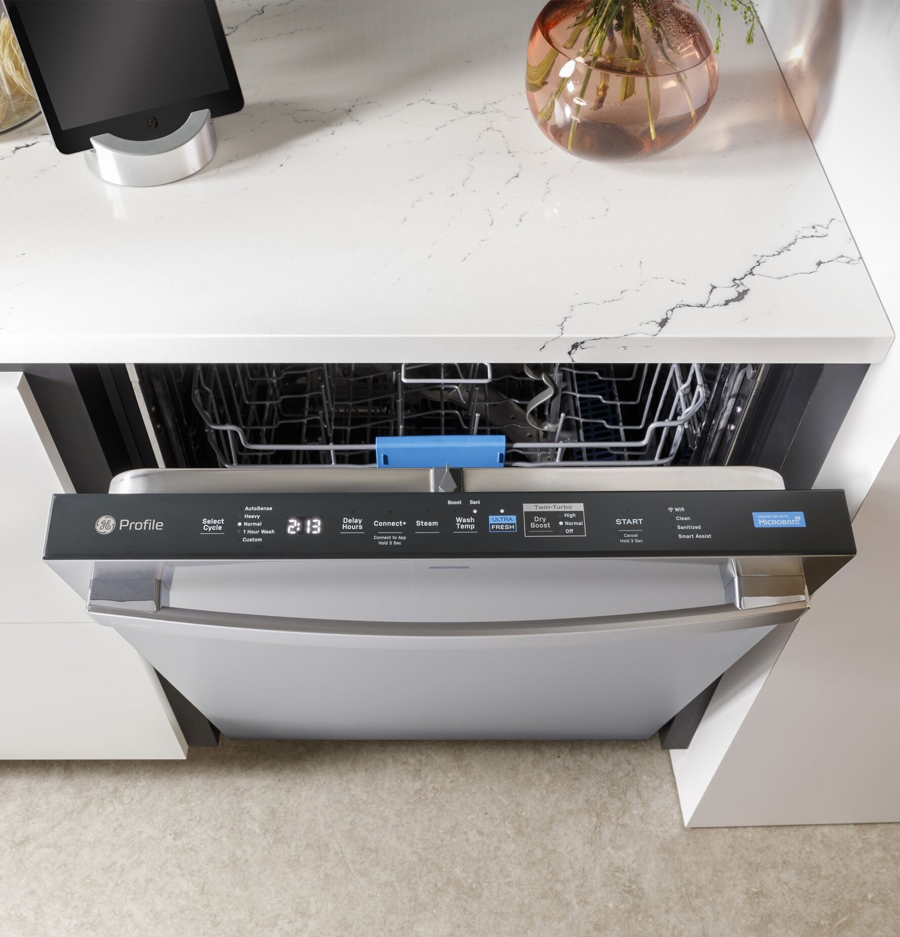 GE Profile ENERGY STAR Smart UltraFresh System Dishwasher with Microban Antimicrobial Protection Settings
