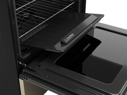 Instead of scrubbing off baked-on food remnants from the oven floor, owners can pop out the enameled, EasyWash™ tray from the bottom of the oven and rinse it off in the sink. It will also fit in any GE Appliances dishwasher