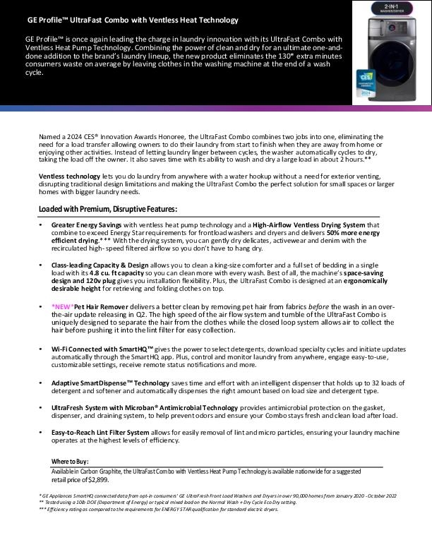 GE Profile UltraFast Combo Fact Sheet