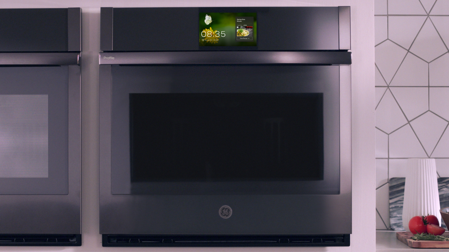 GE Profile Wall Oven with Seasonal Wallpaper and Recipes