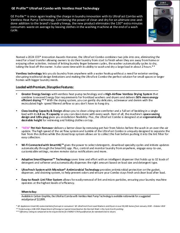 Updated KBIS 24_GEProfileUltraFastCombowithVentlessHeatTechnologyFactSheet