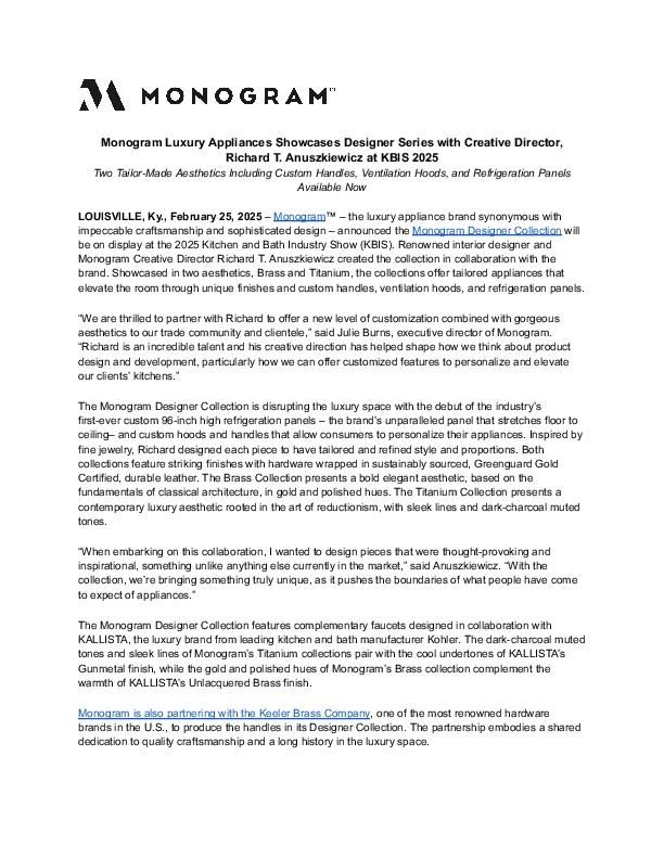 KBIS 2025 Monogram Designer Collection Release