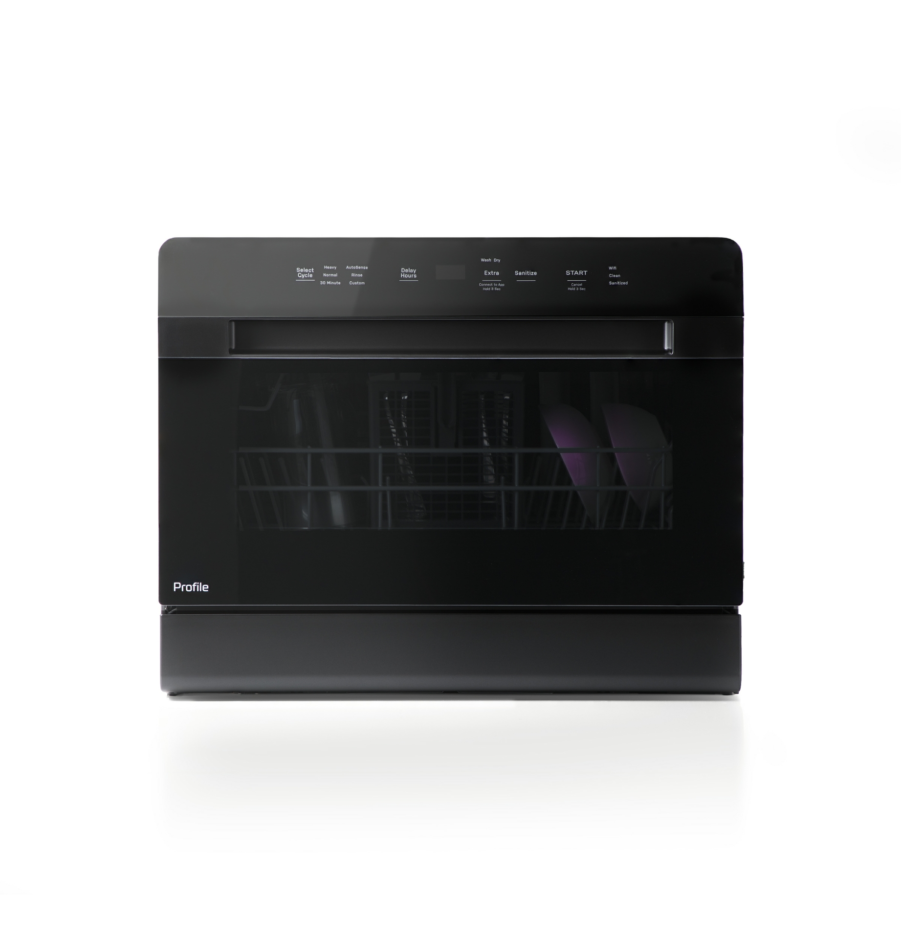 The GE Profile™ Smart Compact Dishwasher is available for Countertop or Built-In installation.