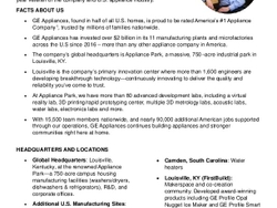 GE Appliances Business Fact Sheet