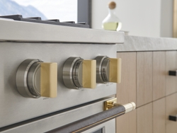 Monogram is partnering with the Keeler Brass Company, one of the most renowned hardware brands in the U.S., to produce the handles in its Designer Collection