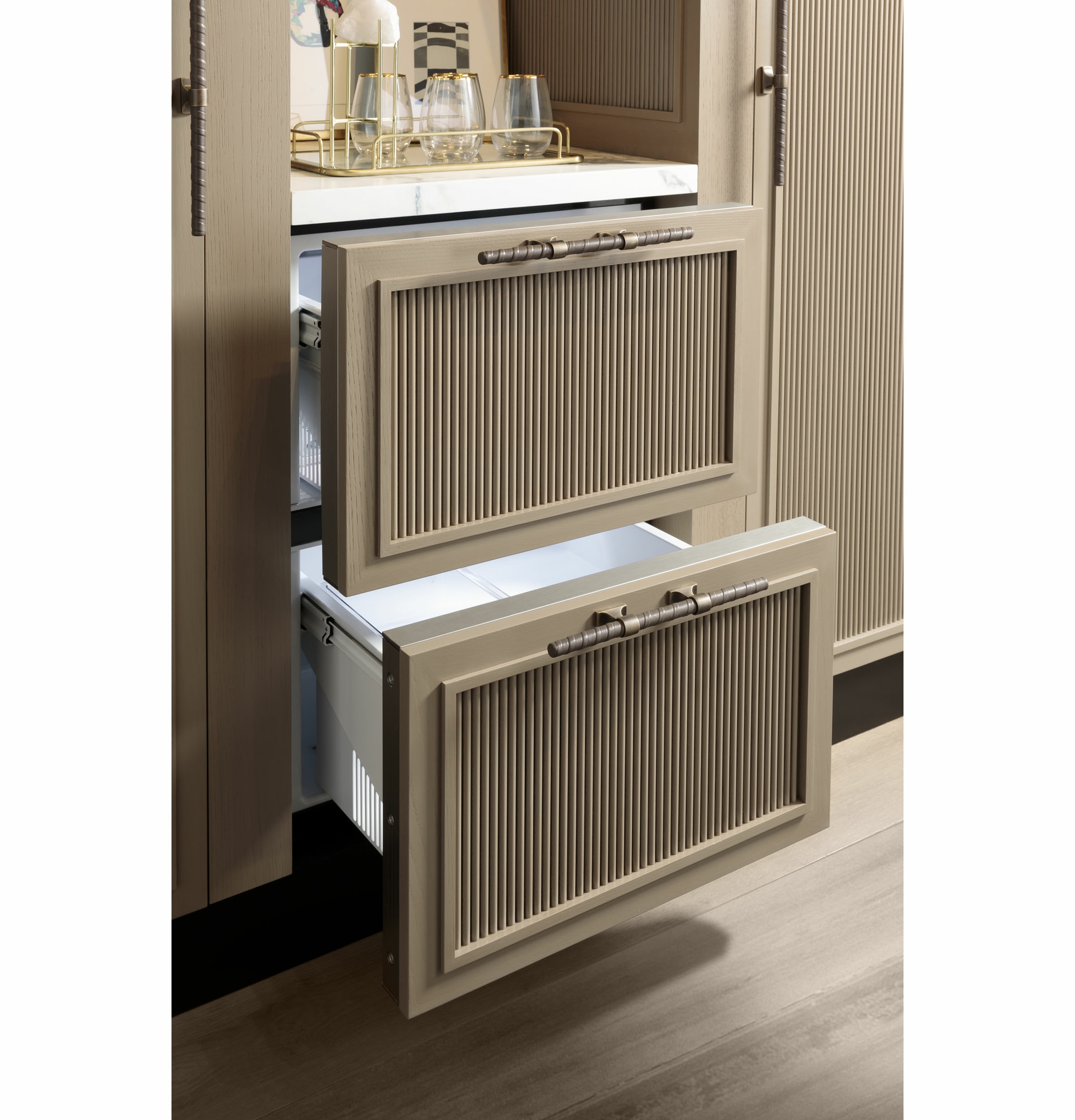 Monogram Double-Drawer Refridgerator Houses Everything From Skincare to Sparkling Water