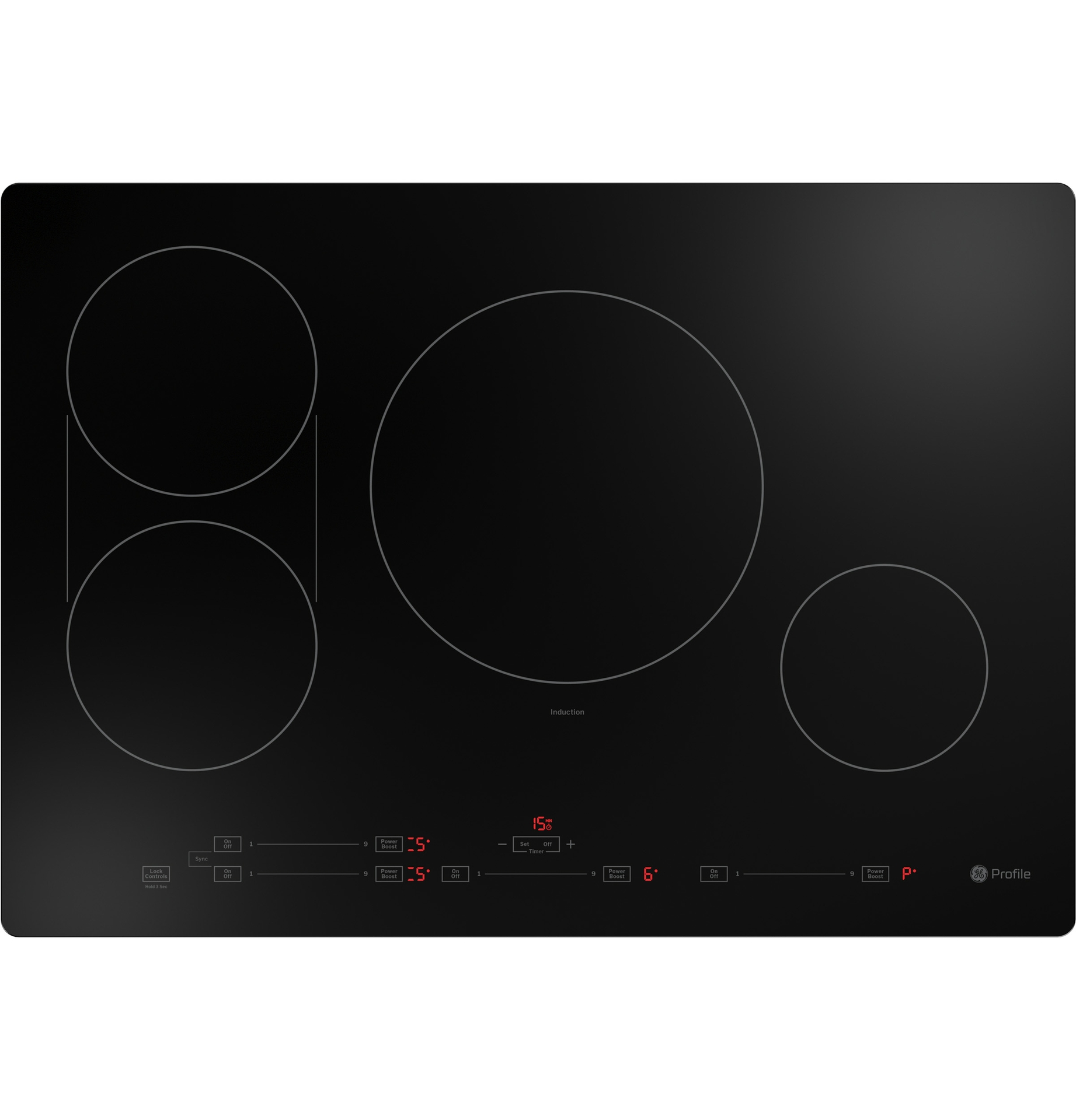 This GE Profile induction cooktop is available in 30" or 36” and either four or five burners.