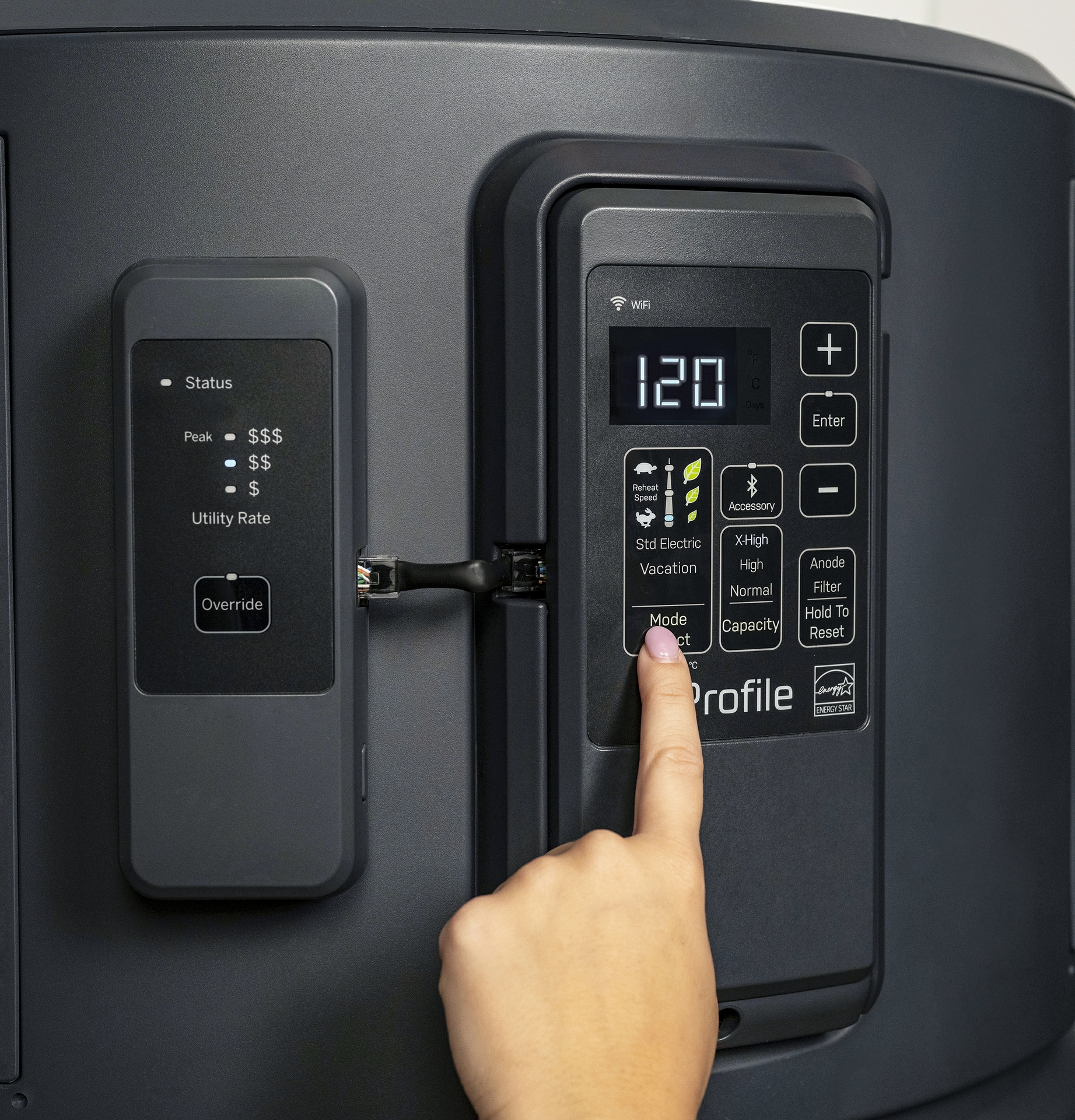 GE Profile GEOSPRING also has flexible connected features including five operational modes giving users the flexibility to switch between Heat Pump Only, Hybrid, High Demand, Standard Electric and Vacation.