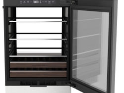 Monogram Undercounter Beverage Center features an elegant interior with backlit LED lighting Monogram Undercounter Beverage Center features an elegant interior with backlit LED lighting