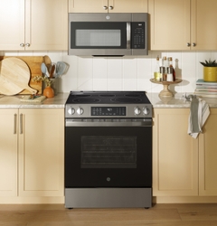 GE® 30” Slide-In Electric Convection Range with No Preheat Air Fry and EasyWash™ Oven Tray.