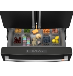 Convertible drawer offers endless flexibility on the CAFÉ Four-Door Refrigerator, now available in counter-depth. 