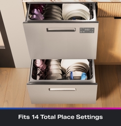 The GE Profile™ Dishwasher Double Drawer can fit up to 14 place settings.